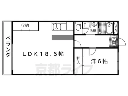 奈良線 JR藤森駅 徒歩4分 3階建 築36年(1LDK/1階)の間取り写真