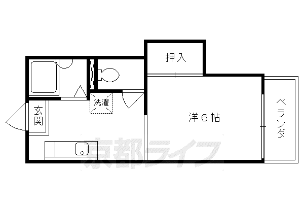 近鉄京都線 近鉄丹波橋駅 徒歩4分 2階建 築36年(1K/1階)の間取り写真