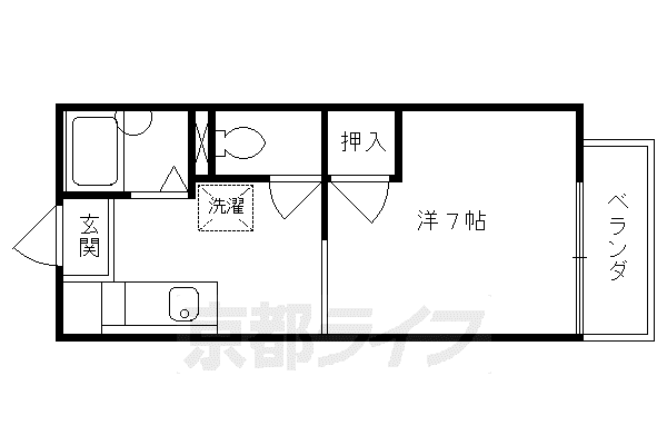 近鉄京都線 近鉄丹波橋駅 徒歩4分 2階建 築36年(1K/1階)の間取り写真