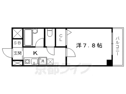 第40長栄グランドムール上鳥羽(1K/6階)の間取り写真