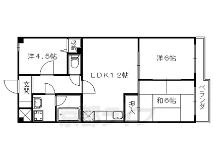 京都市東西線 石田駅(京都市営) 徒歩5分 6階建 築42年(3LDK/3階)の間取り写真