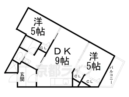 ピヴォット(2LDK/2階)の間取り写真