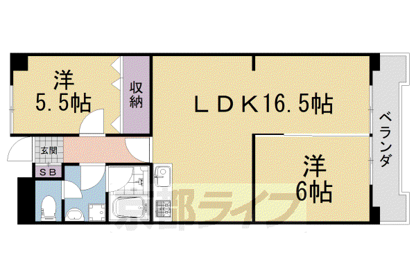 近鉄京都線 伊勢田駅 徒歩3分 4階建 築36年(2LDK/1階)の間取り写真