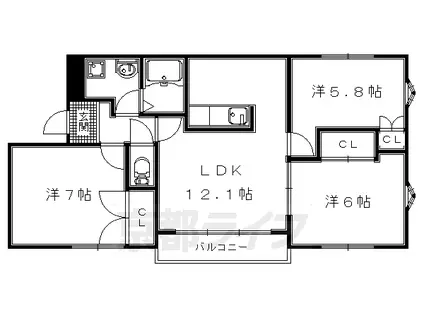 ラヴェイル京都(3LDK/3階)の間取り写真