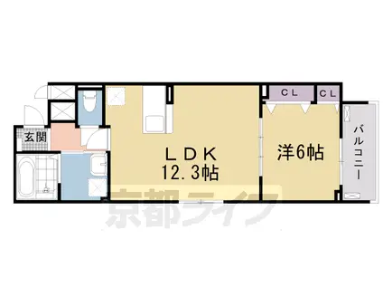 ジオコート(1LDK/1階)の間取り写真