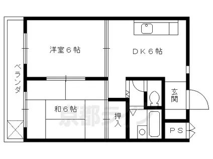 エンブレム城南宮(2DK/4階)の間取り写真