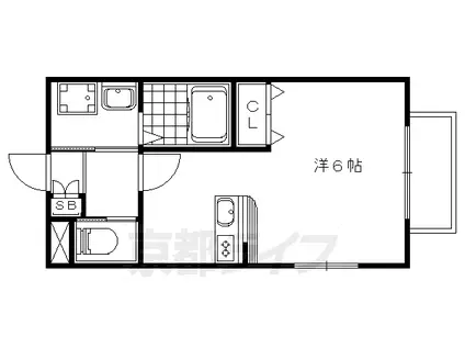京都市東西線 小野駅(京都) 徒歩3分 2階建 築19年(1K/2階)の間取り写真