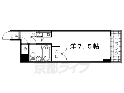 近鉄京都線 竹田駅(京都) 徒歩7分 4階建 築32年(1K/2階)の間取り写真