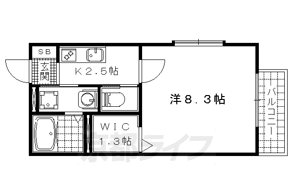 京都市東西線 東野駅(京都) 徒歩16分 2階建 築17年(1K/1階)の間取り写真