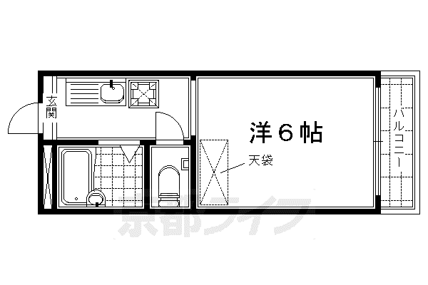 ランスロット桃山(1K/4階)の間取り写真