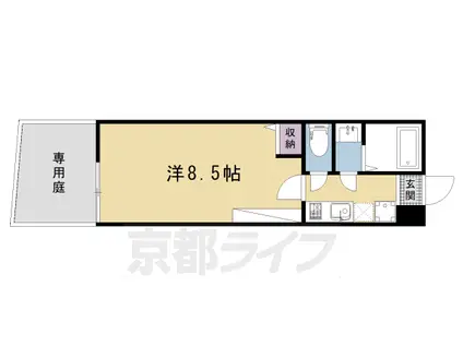 京福北野線 龍安寺駅 徒歩3分 3階建 新築(1K/1階)の間取り写真