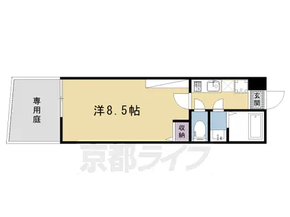 京福北野線 龍安寺駅 徒歩3分 3階建 新築(1K/1階)の間取り写真