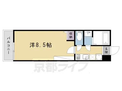 フラッティ谷口園町(1K/3階)の間取り写真