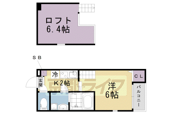 近鉄京都線 竹田駅(京都) 徒歩8分 2階建 築2年(1K/2階)の間取り写真