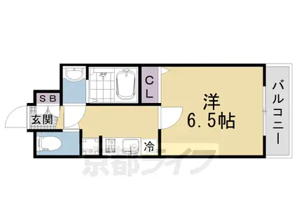 阪急電鉄京都線 大宮駅(京都) 徒歩3分 5階建 築1年(1K/4階)の間取り写真