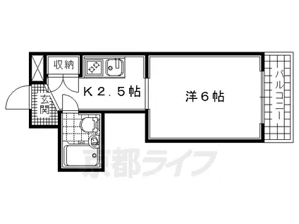 奈良線 宇治駅(JR) 徒歩5分 4階建 築32年(1K/4階)の間取り写真