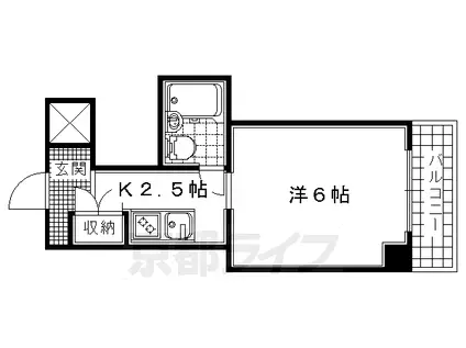 アークスヴィラ宇治(1K/4階)の間取り写真