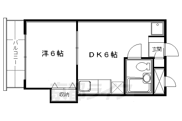 京阪電気鉄道京阪線 墨染駅 徒歩3分 4階建 築43年(1DK/2階)の間取り写真