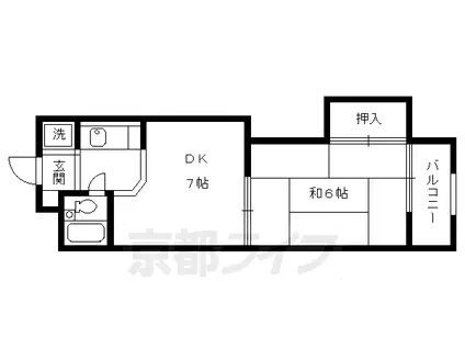 京阪電気鉄道京阪線 伏見桃山駅 徒歩13分 4階建 築42年(1DK/4階)の間取り写真