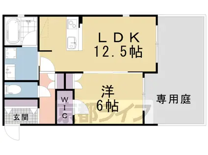 京都市烏丸線 北大路駅 徒歩29分 3階建 築1年(1LDK/1階)の間取り写真
