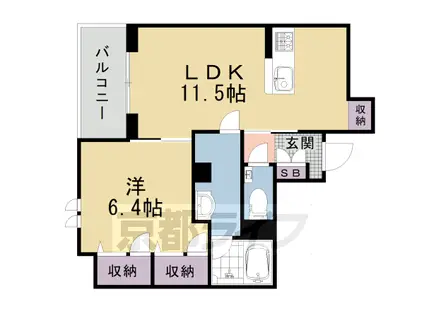 京都市東西線 二条駅 徒歩10分 3階建 築1年(1LDK/3階)の間取り写真