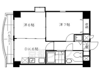 パラドール伏見(2DK/3階)の間取り写真