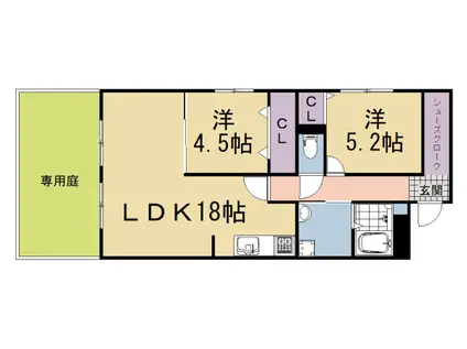 京阪電気鉄道宇治線 木幡駅(京阪) 徒歩5分 3階建 築34年(2SDK/1階)の間取り写真
