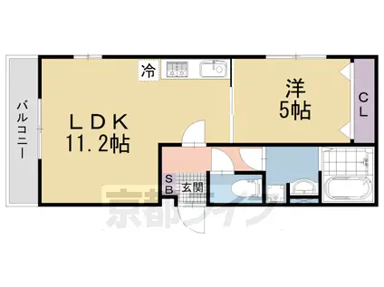 近鉄京都線 竹田駅(京都) 徒歩11分 3階建 築2年(1LDK/3階)の間取り写真