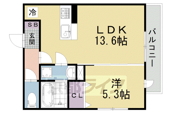 近鉄京都線 竹田駅(京都) 徒歩11分 3階建 築2年(1LDK/2階)の間取り写真