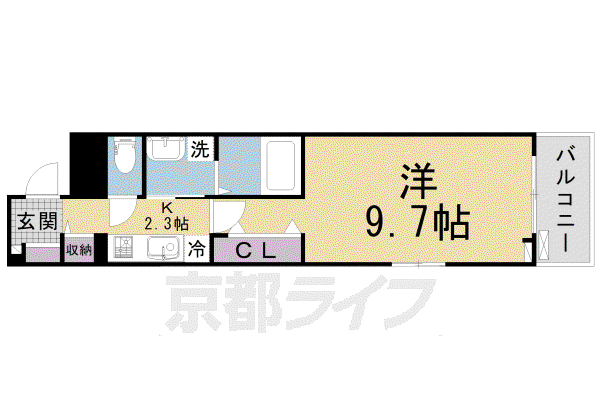 近鉄京都線 三山木駅 徒歩6分 3階建 築3年(1K/2階)の間取り写真