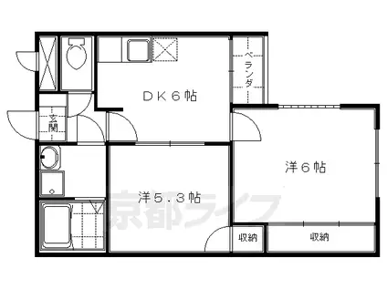 グレース菱屋Ⅰ(2DK/2階)の間取り写真