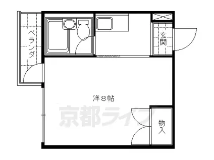 京阪電気鉄道京阪線 丹波橋駅 徒歩3分 4階建 築39年(1K/3階)の間取り写真
