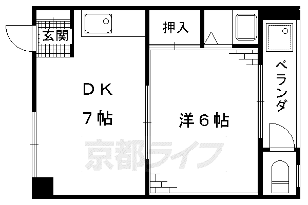 京阪電気鉄道京阪線 藤森駅 徒歩7分 5階建 築54年(1DK/4階)の間取り写真