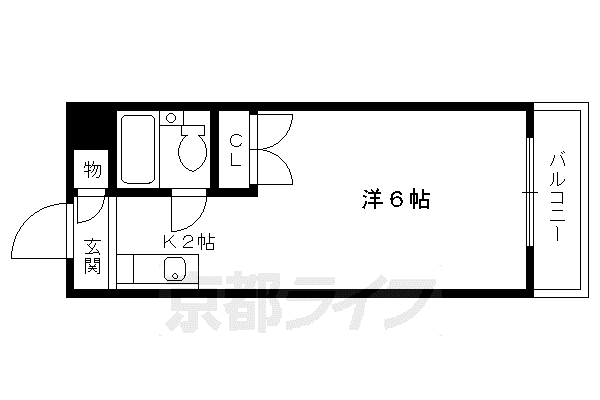 京都市烏丸線 竹田駅(京都) 徒歩7分 4階建 築39年(1K/3階)の間取り写真