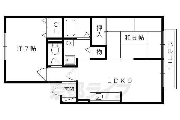奈良線 JR藤森駅 徒歩17分 2階建 築32年(2LDK/2階)の間取り写真