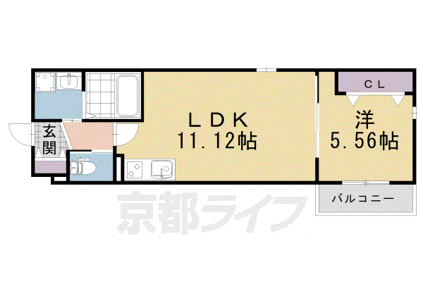京阪電気鉄道京阪線 淀駅 徒歩5分 3階建 築2年(1LDK/1階)の間取り写真