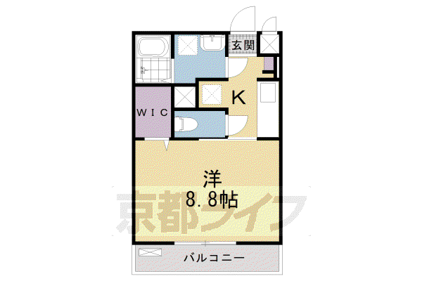 奈良線 JR小倉駅 徒歩3分 3階建 築2年(1K/2階)の間取り写真