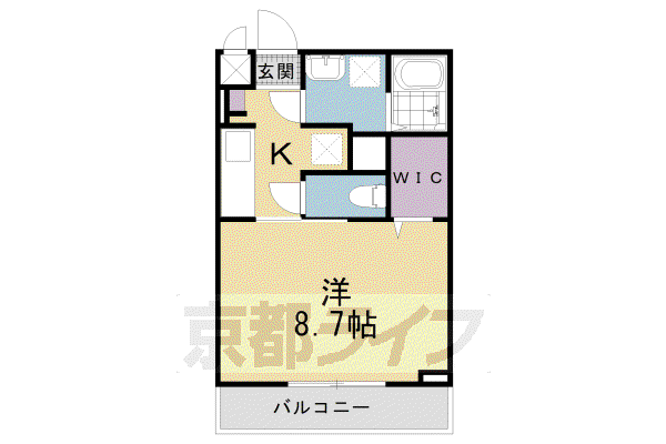 奈良線 JR小倉駅 徒歩3分 3階建 築2年(1K/1階)の間取り写真