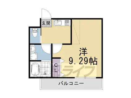 フラッティ西京極(1K/4階)の間取り写真