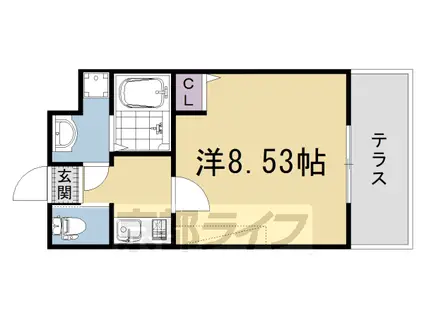 フラッティ西京極(1K/1階)の間取り写真