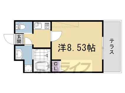 フラッティ西京極(1K/1階)の間取り写真