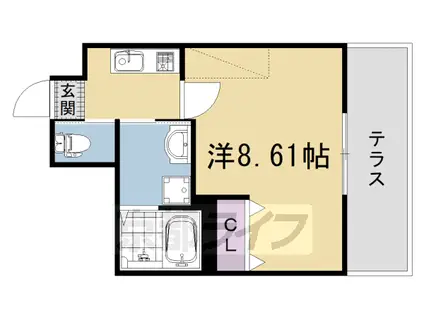 フラッティ西京極(1K/1階)の間取り写真