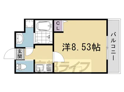 フラッティ西京極(1K/2階)の間取り写真