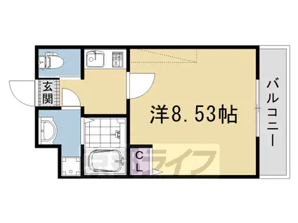 フラッティ西京極(1K/3階)の間取り写真