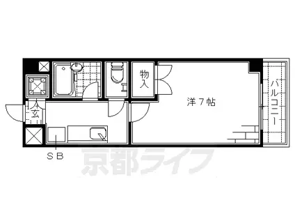 近鉄京都線 竹田駅(京都) 徒歩2分 3階建 築32年(1K/2階)の間取り写真