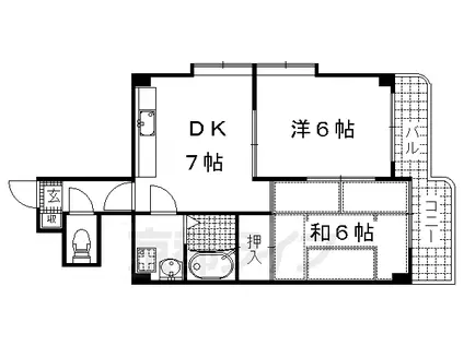 アーバンハイツ伊賀(2DK/4階)の間取り写真