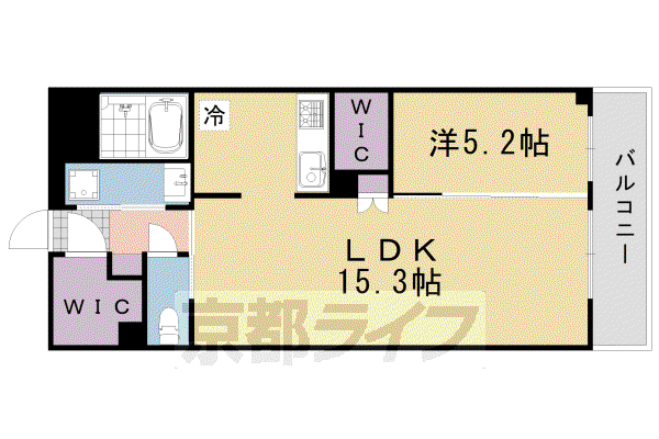阪急電鉄嵐山線 上桂駅 徒歩9分 5階建 築2年(1LDK/5階)の間取り写真