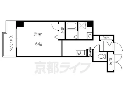京阪電気鉄道京阪線 丹波橋駅 徒歩6分 4階建 築28年(1K/2階)の間取り写真