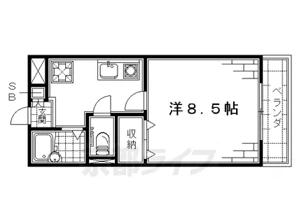 奈良線 桃山駅 徒歩1分 3階建 築30年(1K/1階)の間取り写真