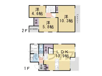 京阪電気鉄道京阪線 丹波橋駅 徒歩10分 2階建 築1年(3LDK/1階)の間取り写真